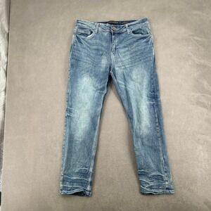Nick Danger Mens Bootcut Jeans Medium Wash Blue Denim W36 L30 Contrast Stitch